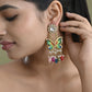VOJ Gold Toned Multi colour Butterfly Shaped Long Earrings - Swadesiicart