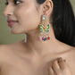 VOJ Gold Toned Multi colour Butterfly Shaped Long Earrings - Swadesiicart