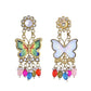 VOJ Gold Toned Multi colour Butterfly Shaped Long Earrings - Swadesiicart