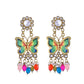 VOJ Gold Toned Multi colour Butterfly Shaped Long Earrings - Swadesiicart