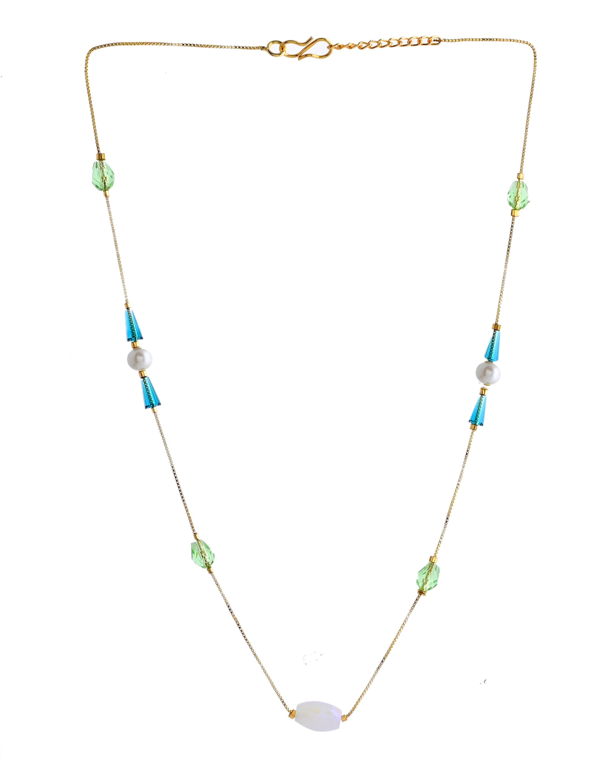 VOJ Gold-Polished Green Beaded Chain For Women | Swadesiicart