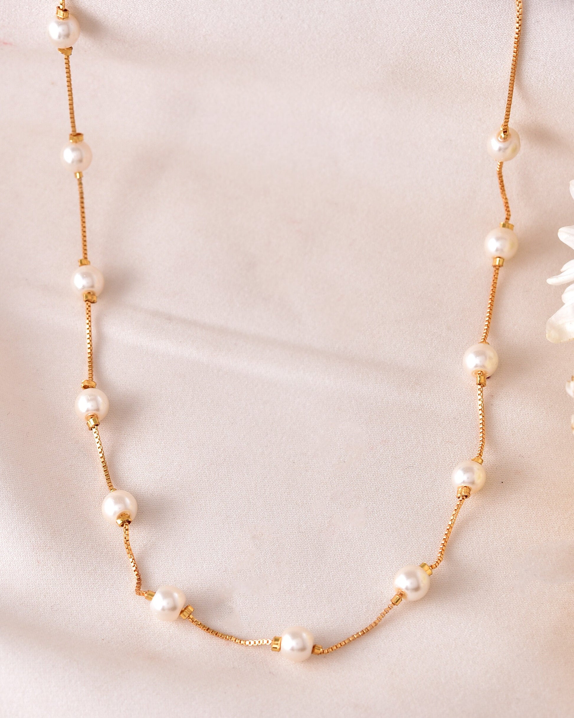 VOJ Gold-Polished Pearl Chain For Women | Swadesiicart