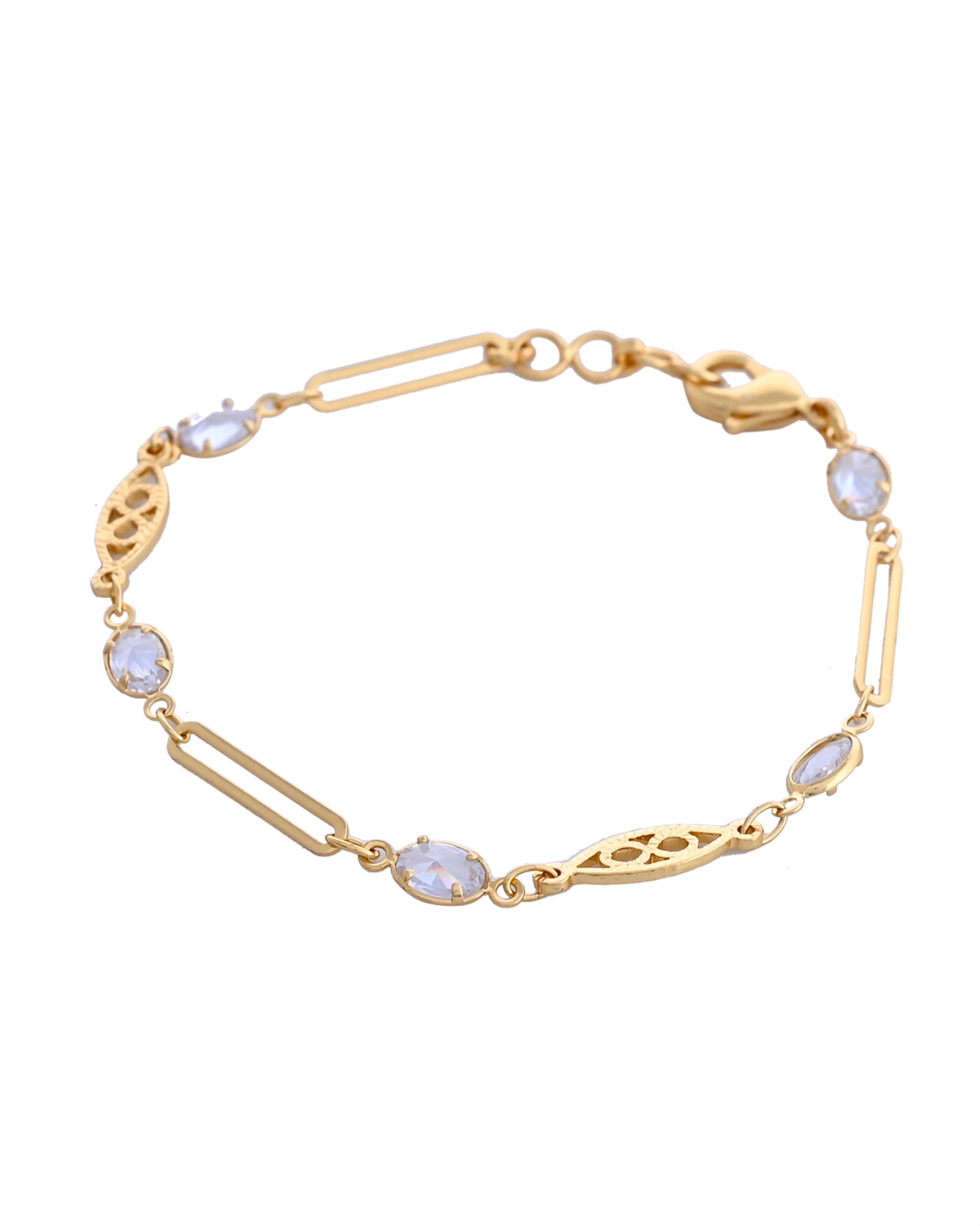 VOJ Gold-Polished Stone Studded Designer Women's Bracelet - Swadesiicart