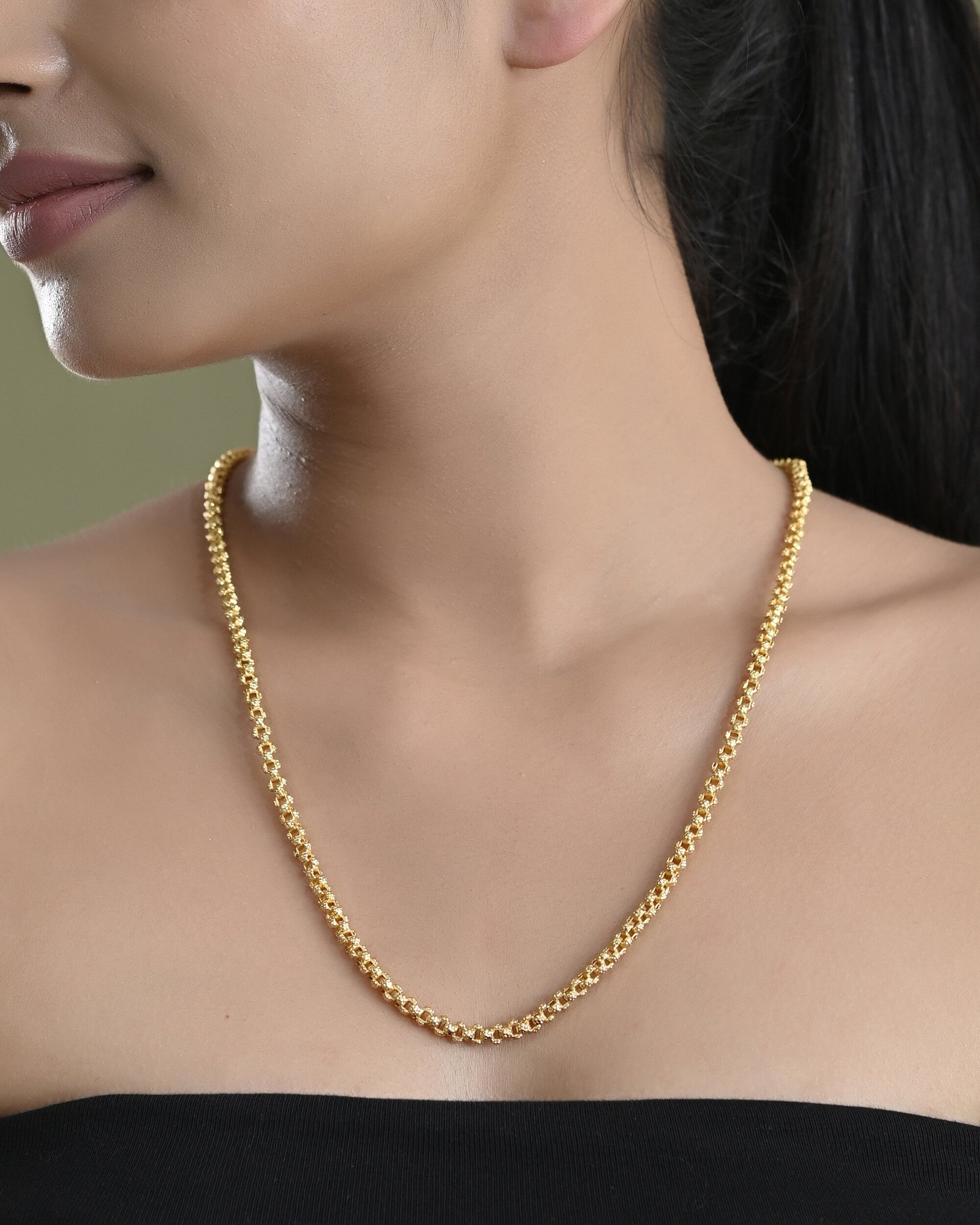 VOJ Gold-Polished Designer Elegent Men's Chain | Swadesiicart