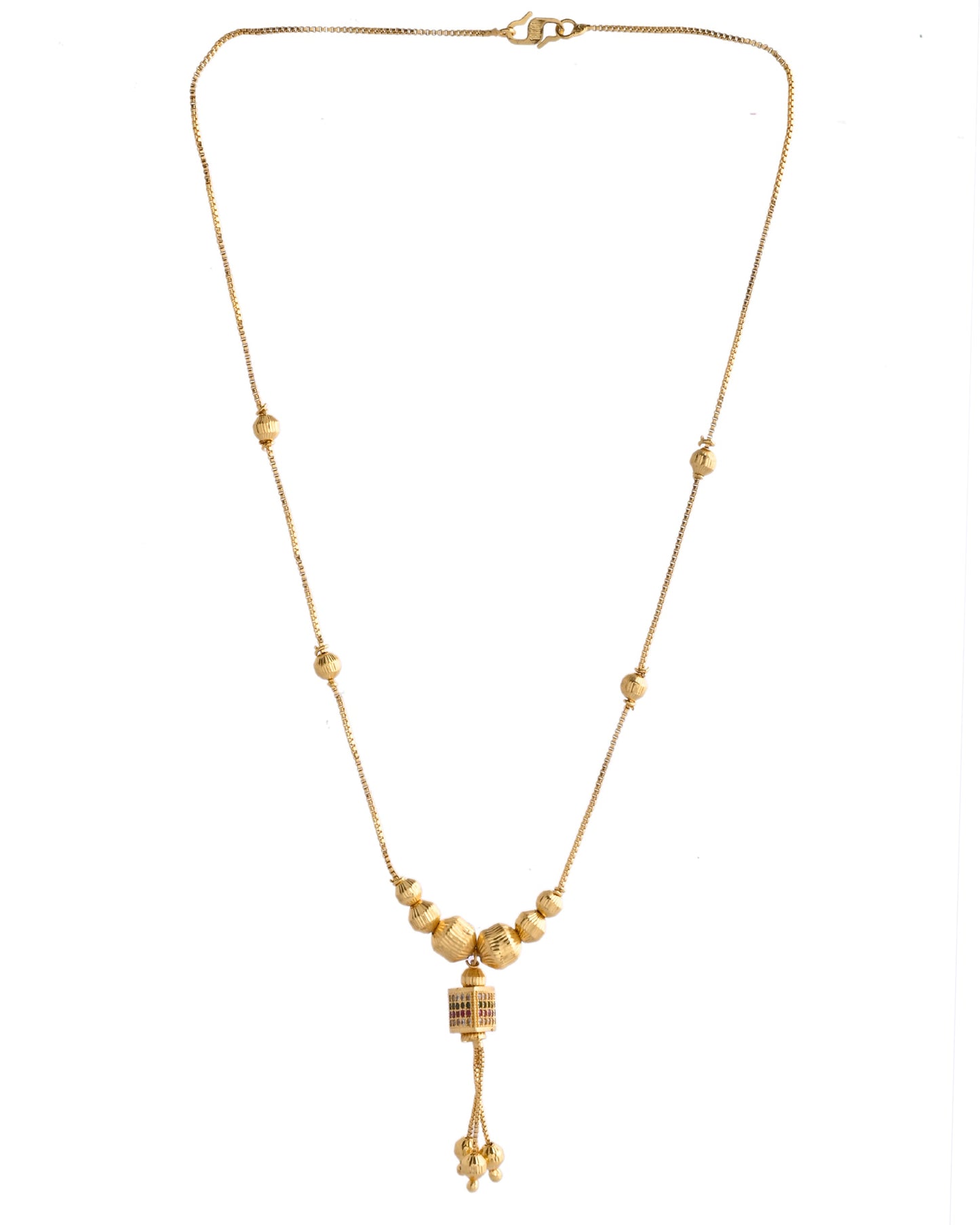 VOJ Gold-Polished Stainless Steel Multi Color Stone Studded Chain For Women | Swadesiicart