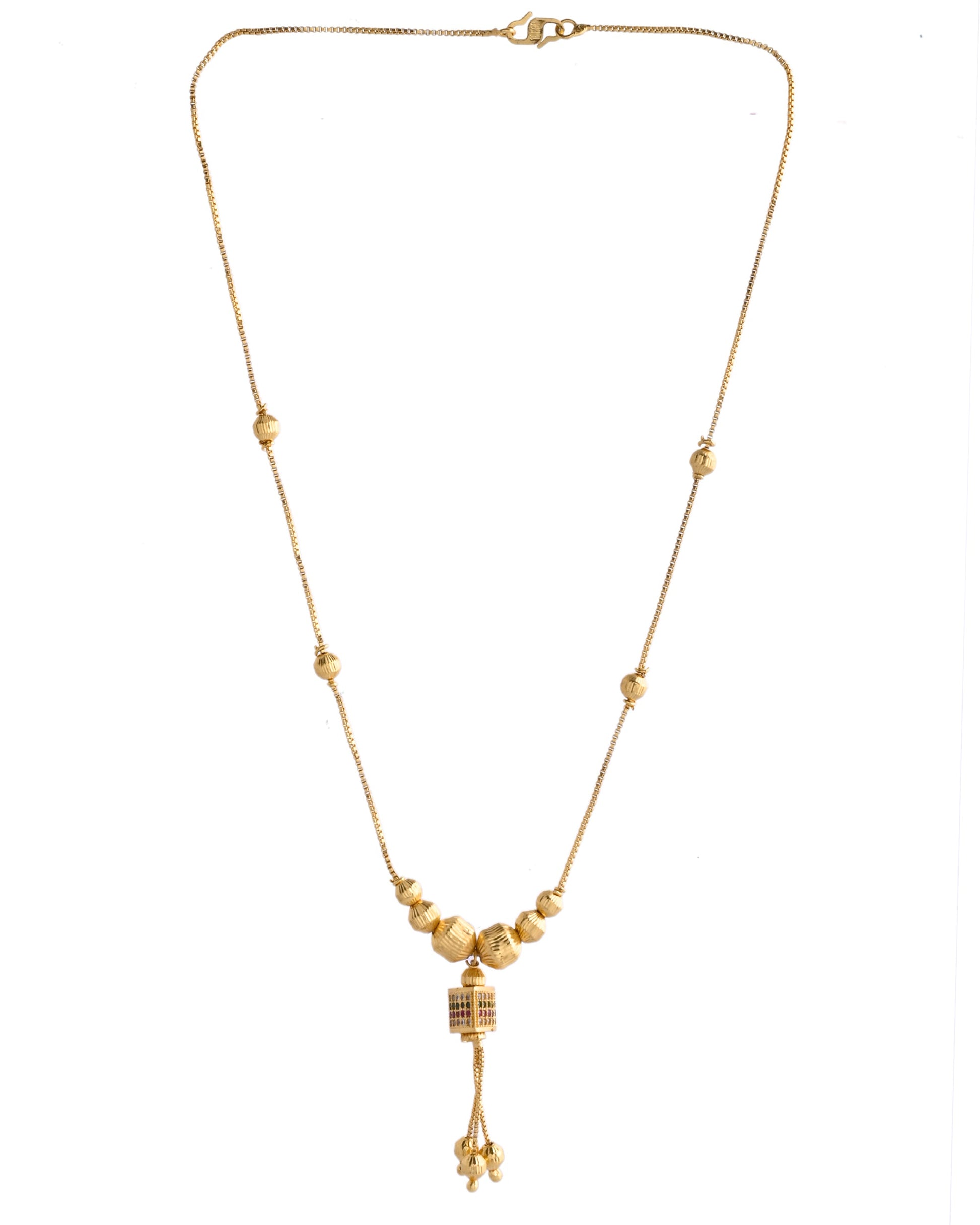 VOJ Gold-Polished Stainless Steel Multi Color Stone Studded Chain For Women | Swadesiicart