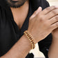 VOJ Gold-Polished Rudraksha Men's Bracelet - Swadesiicart
