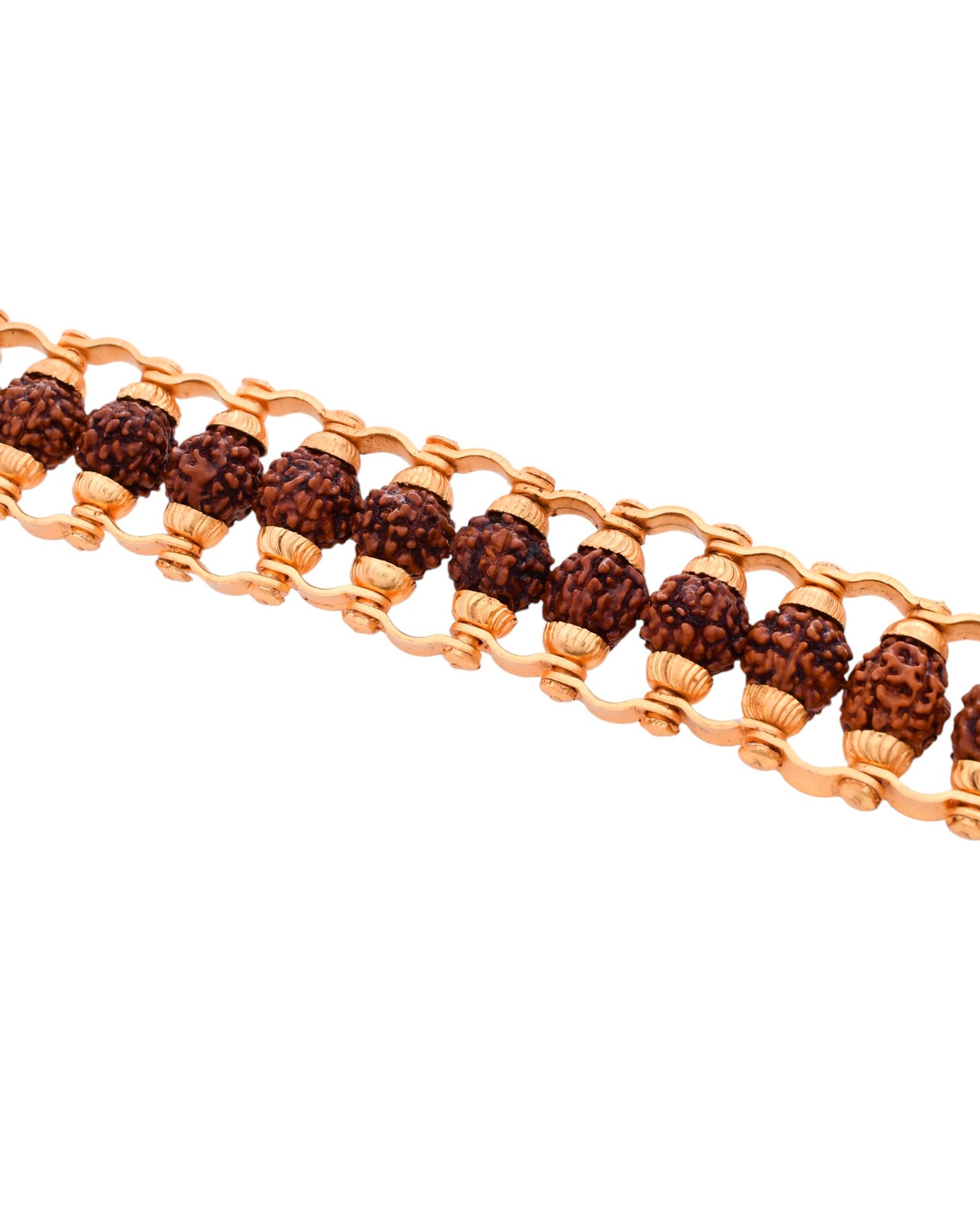 VOJ Gold-Polished Rudraksha Men's Bracelet - Swadesiicart