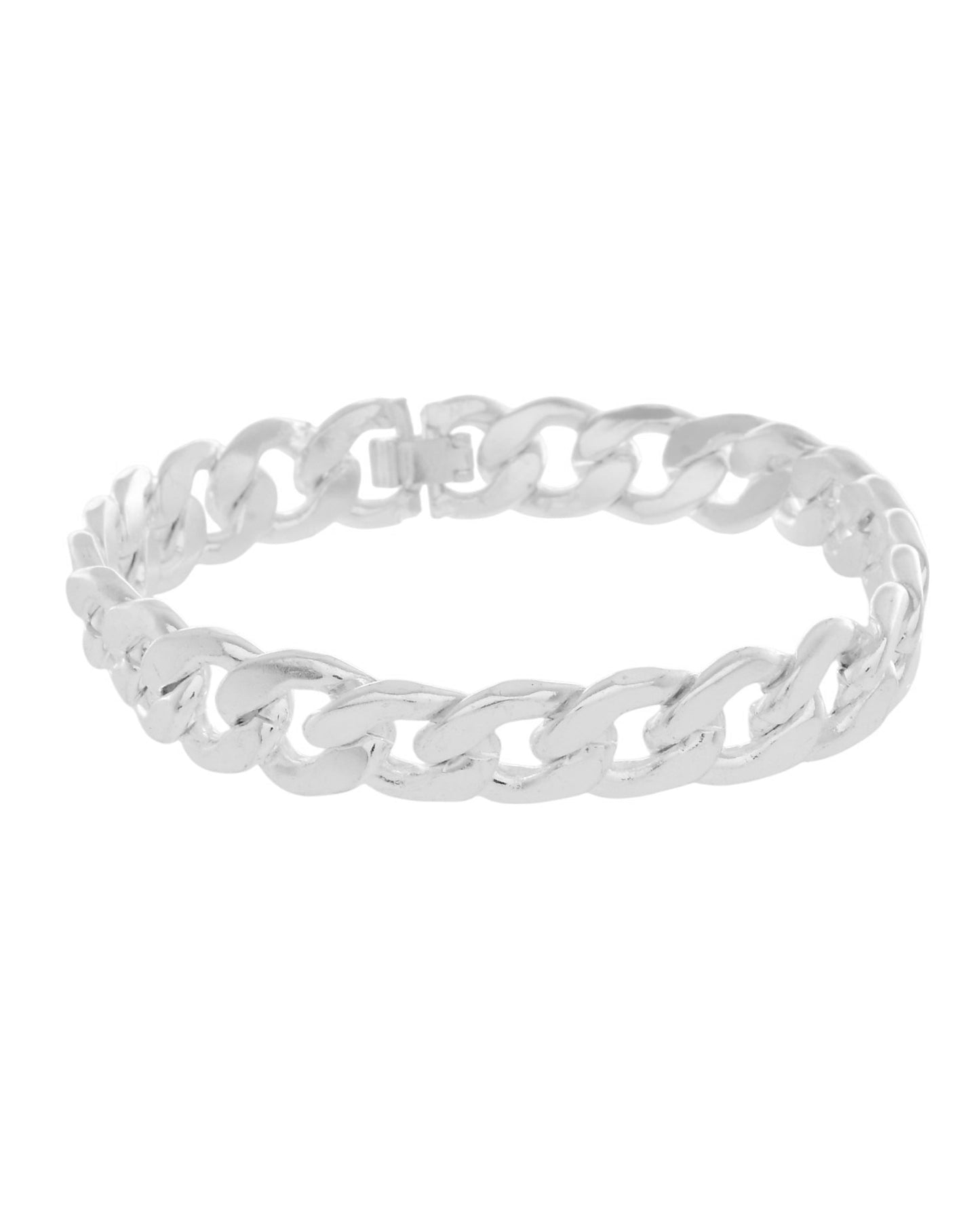 VOJ Silver Plated Stainless Steel Elegent Men's Bracelet - Swadesiicart