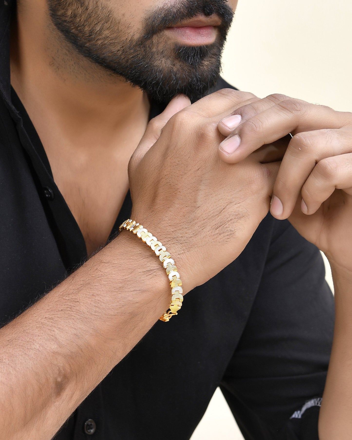 VOJ Dual Tone Stylish Men's Bracelet - Swadesiicart