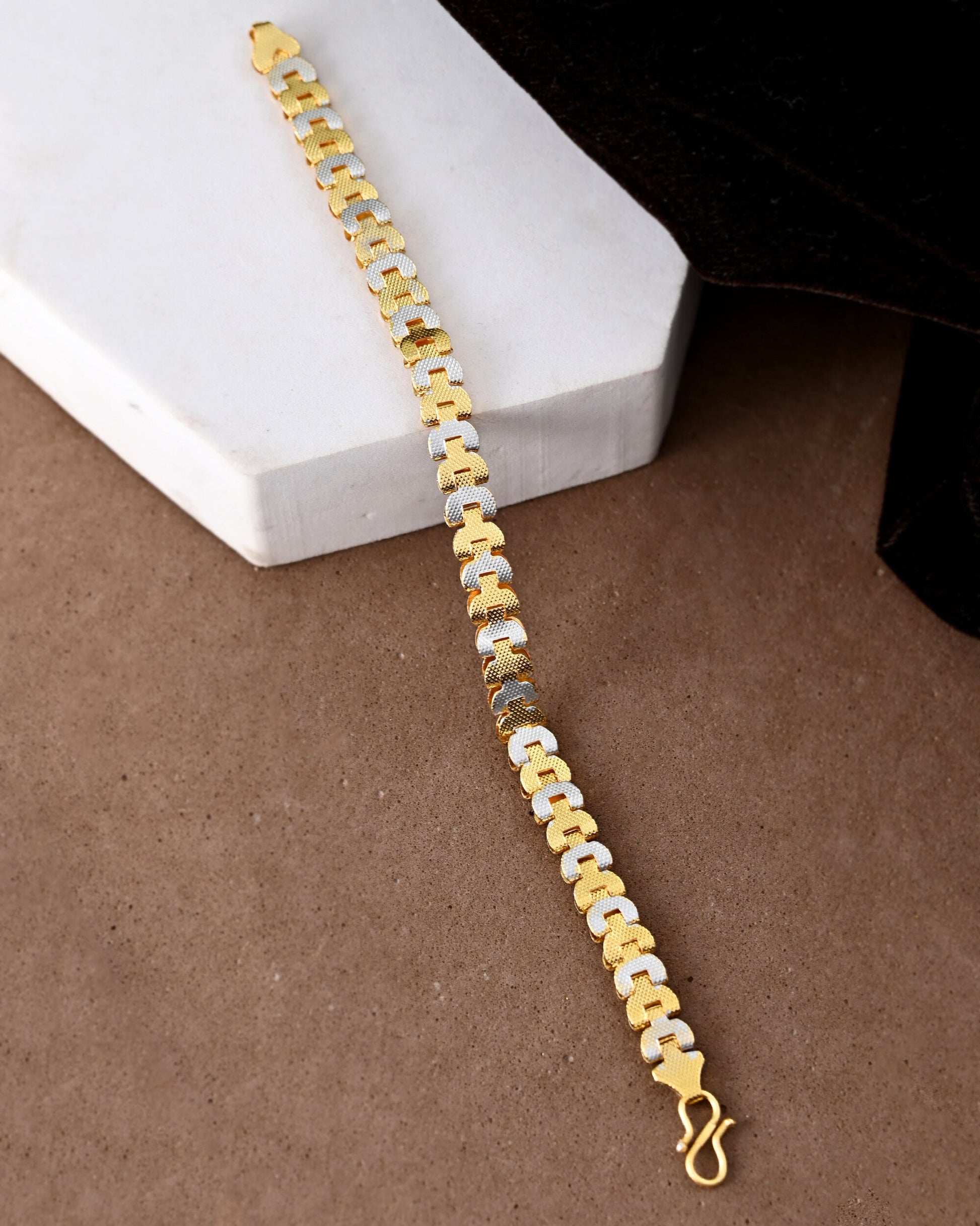 VOJ Dual Tone Stylish Men's Bracelet - Swadesiicart