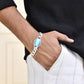 VOJ Silver Plated Blue Stone Men's Bracelet - Swadesiicart