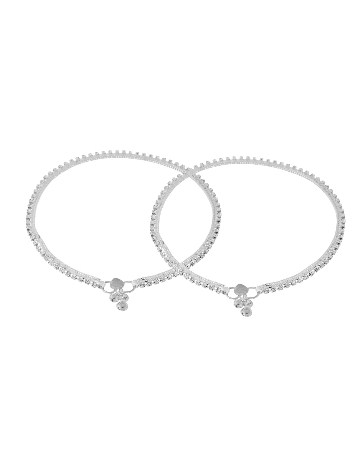 VOJ Silver Plated Stone Studded Stylish Elegent Anklet - Swadesiicart