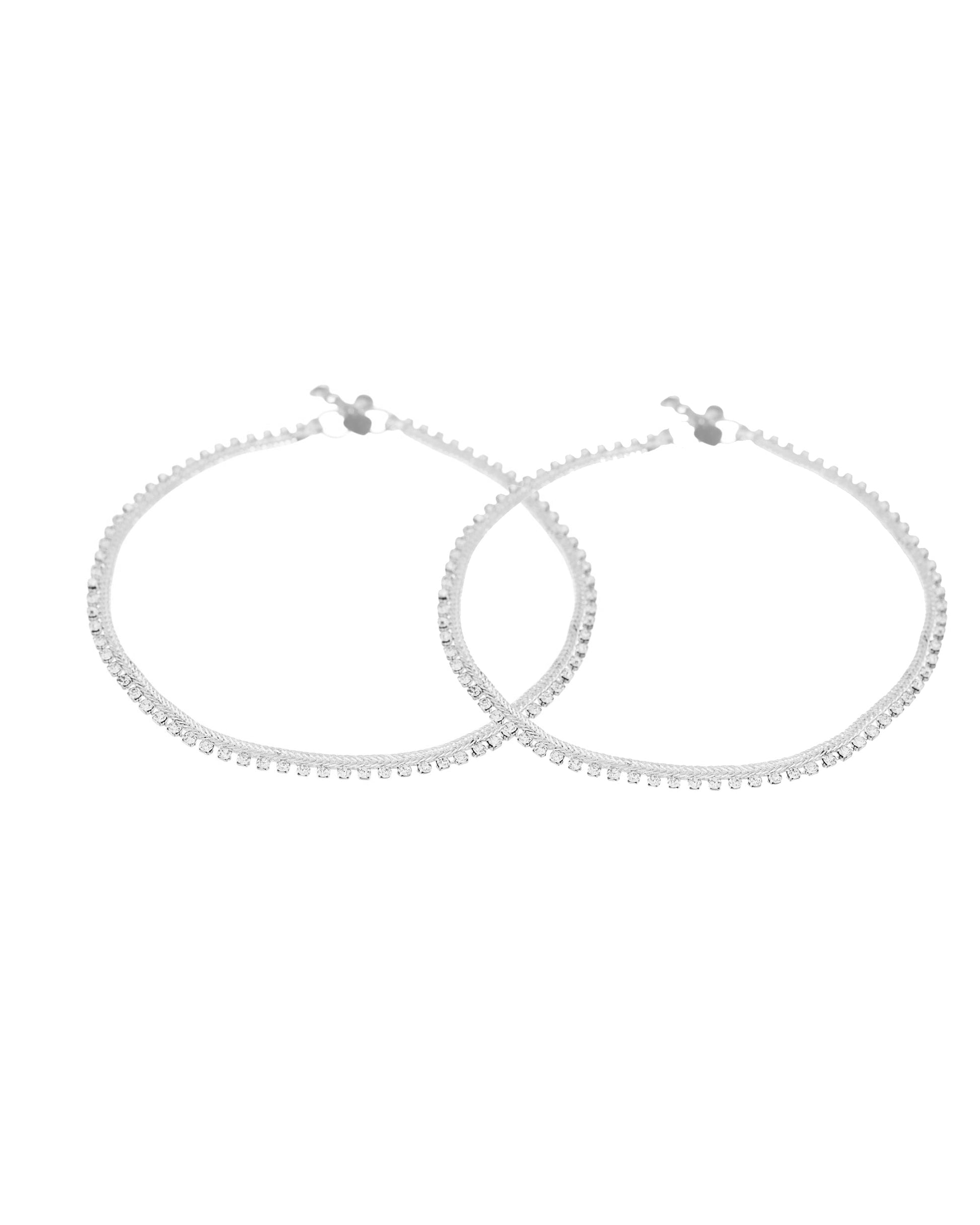 VOJ Silver Plated Stone Studded Stylish Elegent Anklet - Swadesiicart