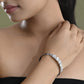 VOJ Silver Plated Stone Studded Kada Bracelet - Swadesiicart
