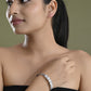 VOJ Silver Plated Stone Studded Kada Bracelet - Swadesiicart