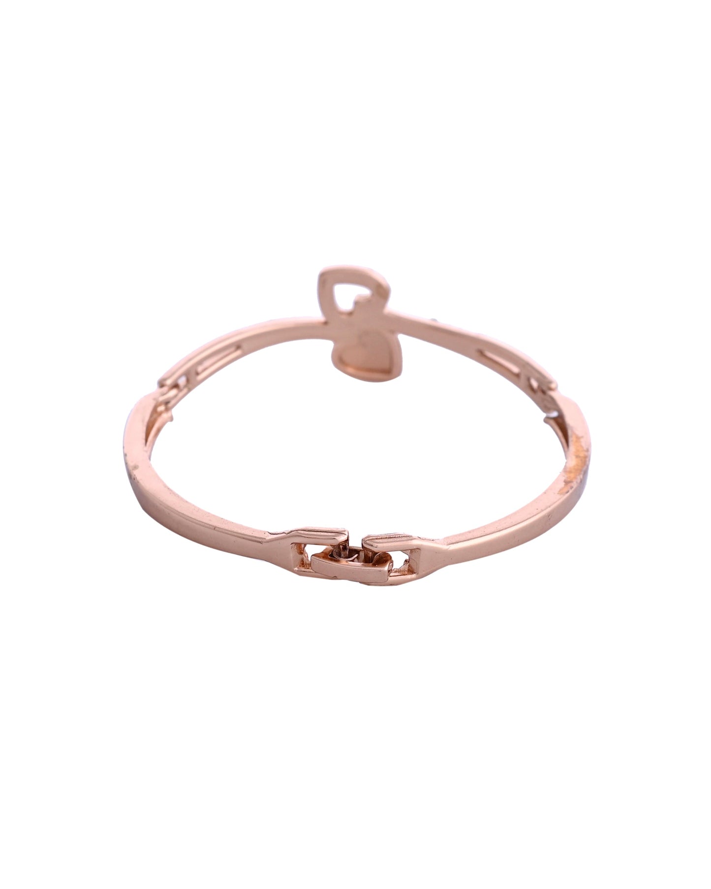 VOJ Gold-Polished Heart Shaped Stone Studded Kada Bracelet - Swadesiicart