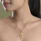 VOJ Gold-Polished AD Stone Studded Geometrical Design Chain Set | Swadesiicart