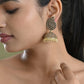VOJ Gold Toned Stone Studded Done Shaped Jhumka Earrings - Swadesiicart