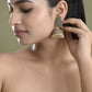 VOJ Gold Toned Stone Studded Done Shaped Jhumka Earrings - Swadesiicart
