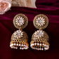 VOJ Gold Toned Stone Studded Done Shaped With Pearl Jhumka Earrings - Swadesiicart