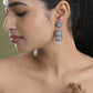 VOJ Silver Toned Stone Studded Jhumka Earrings - Swadesiicart