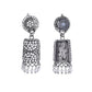 VOJ Silver Toned Stone Studded Jhumka Earrings - Swadesiicart