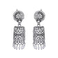 VOJ Silver Toned Stone Studded Jhumka Earrings - Swadesiicart