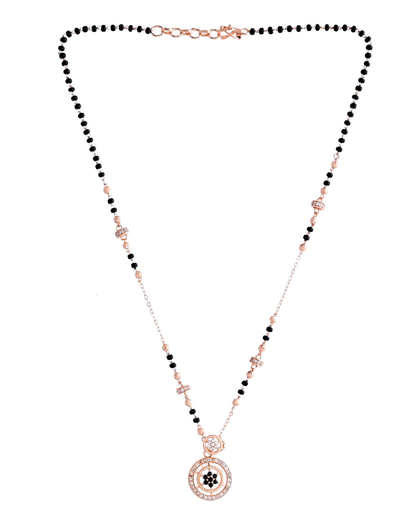 VOJ Rose Gold-Polished Stone Studded Circular Mangalsutra - Swadesiicart