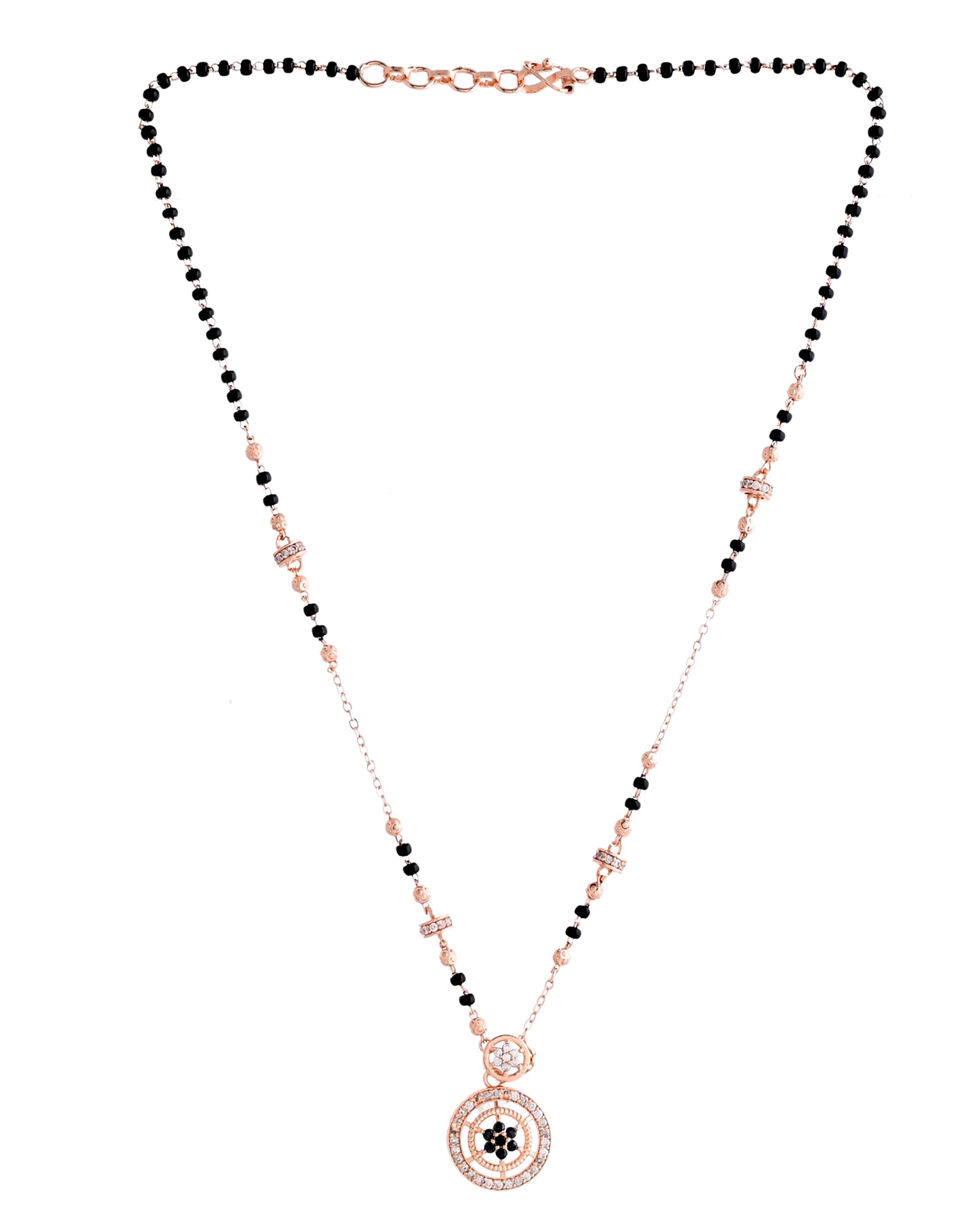 VOJ Rose Gold-Polished Stone Studded Circular Mangalsutra - Swadesiicart