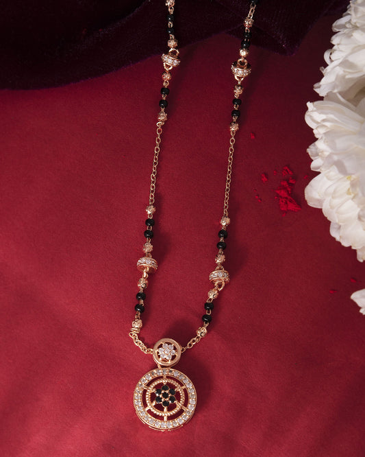VOJ Rose Gold-Polished Stone Studded Circular Mangalsutra - Swadesiicart