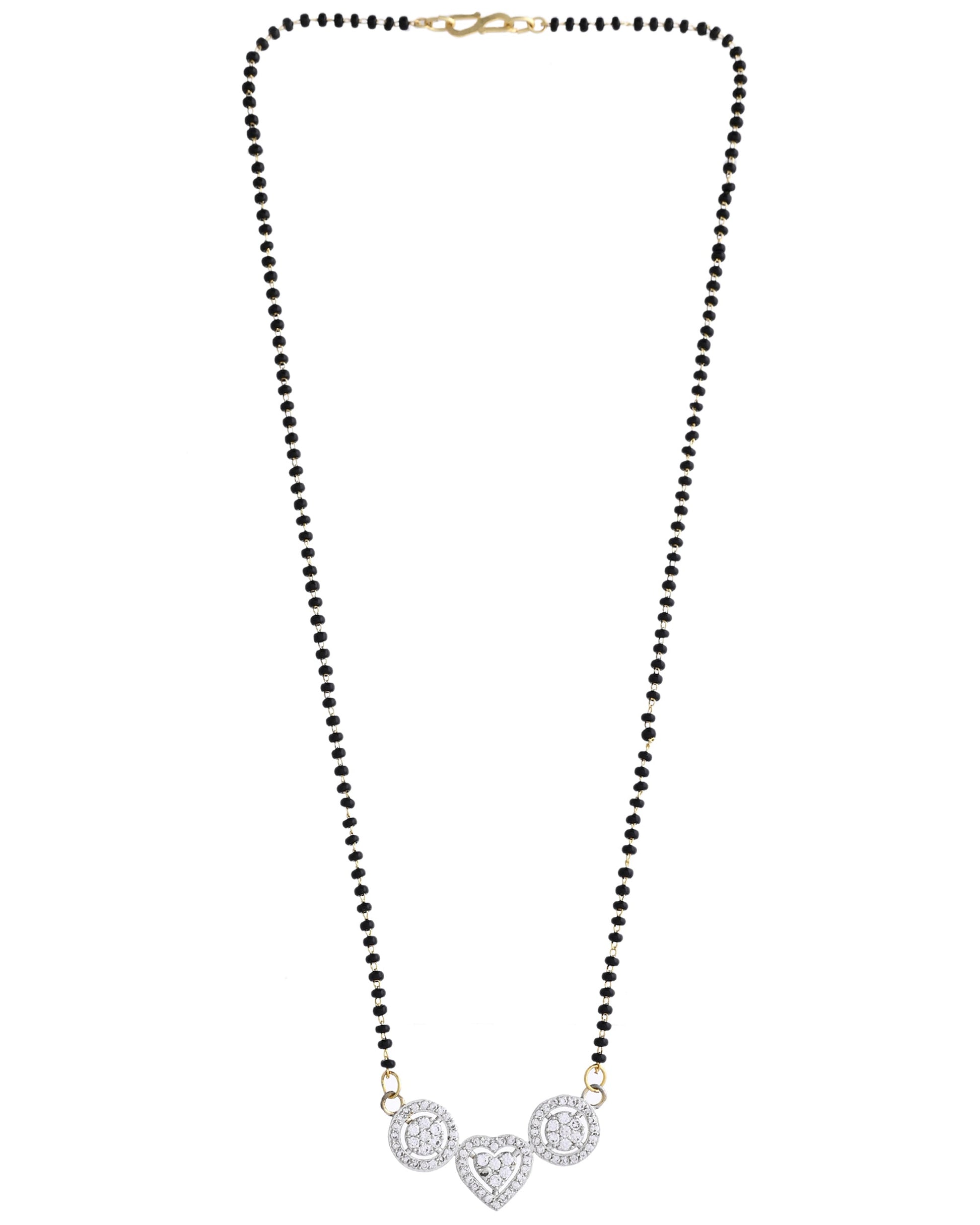 VOJ Silver Plated Stone Studded Elegent Mangalsutra - Swadesiicart