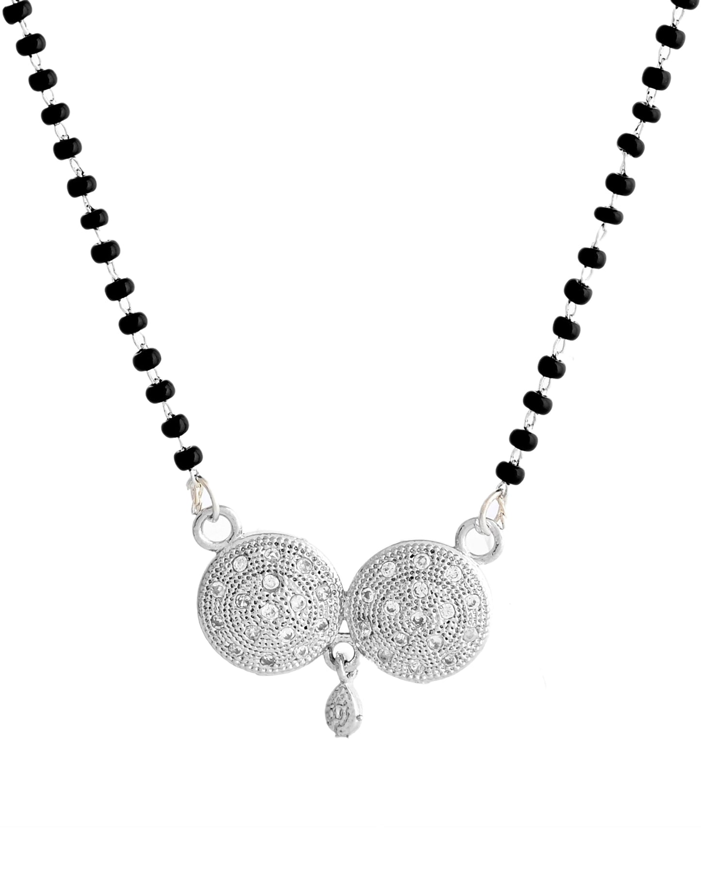 VOJ Silver Plated Stone Studded Elegent Mangalsutra - Swadesiicart