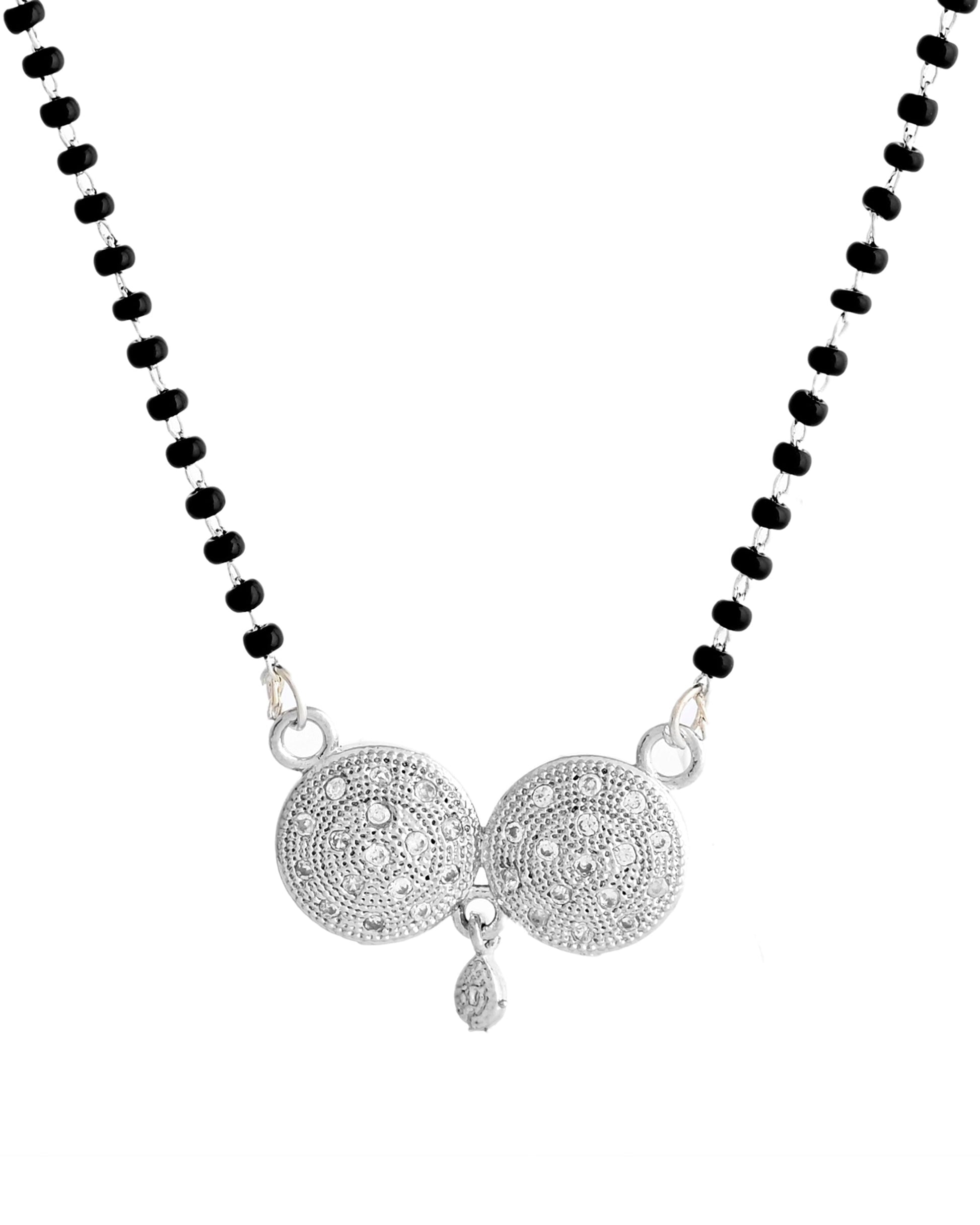 VOJ Silver Plated Stone Studded Elegent Mangalsutra - Swadesiicart