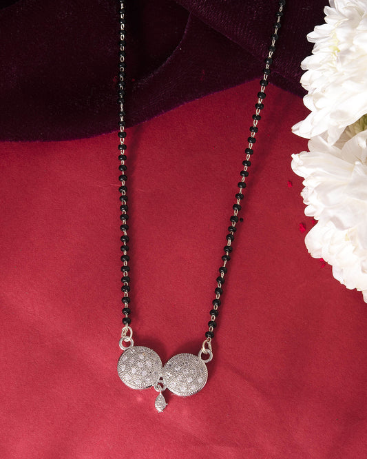 VOJ Silver Plated Stone Studded Elegent Mangalsutra - Swadesiicart