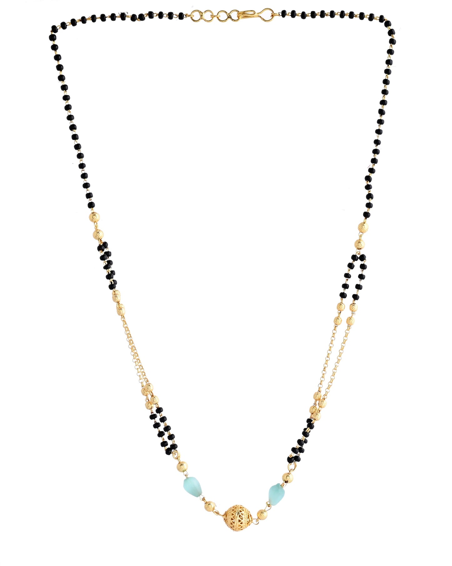 VOJ Gold-Polished Beads Studded MangalSutra - Swadesiicart