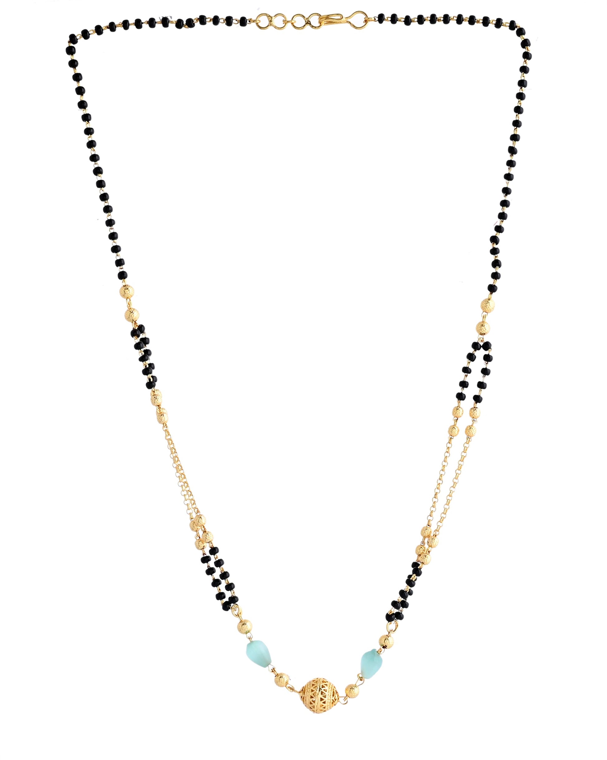 VOJ Gold-Polished Beads Studded MangalSutra - Swadesiicart