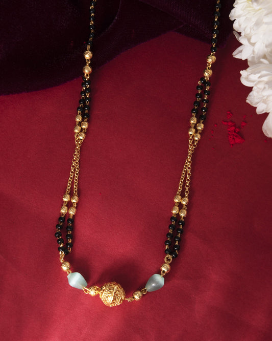 VOJ Gold-Polished Beads Studded MangalSutra - Swadesiicart