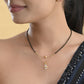 VOJ Gold-Polished Doll Shapped Stone Studded Mangalsutra With Earrings Set - Swadesiicart