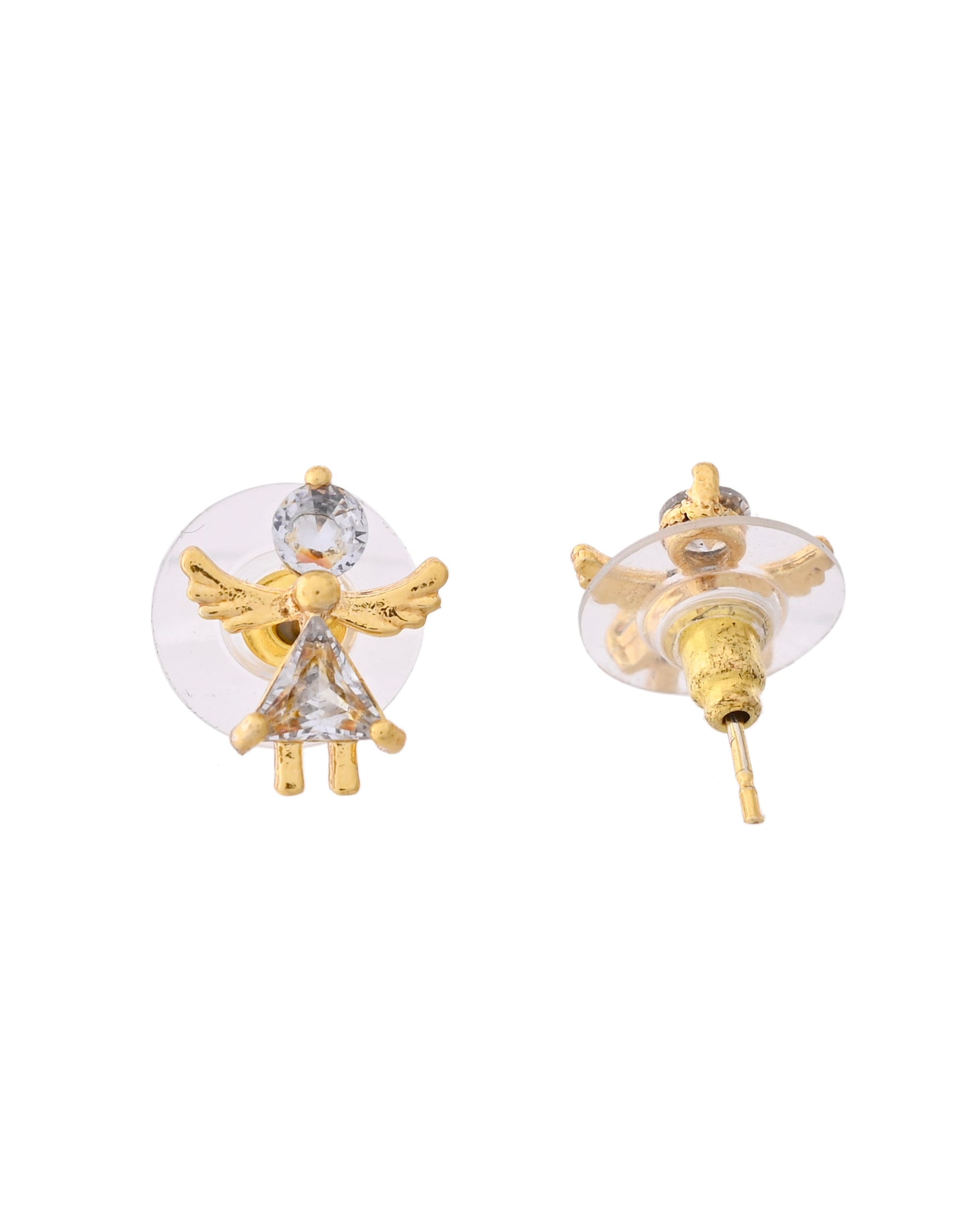 VOJ Gold-Polished Doll Shapped Stone Studded Mangalsutra With Earrings Set - Swadesiicart