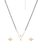 VOJ Gold-Polished Doll Shapped Stone Studded Mangalsutra With Earrings Set - Swadesiicart