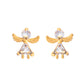 VOJ Gold-Polished Doll Shapped Stone Studded Mangalsutra With Earrings Set - Swadesiicart