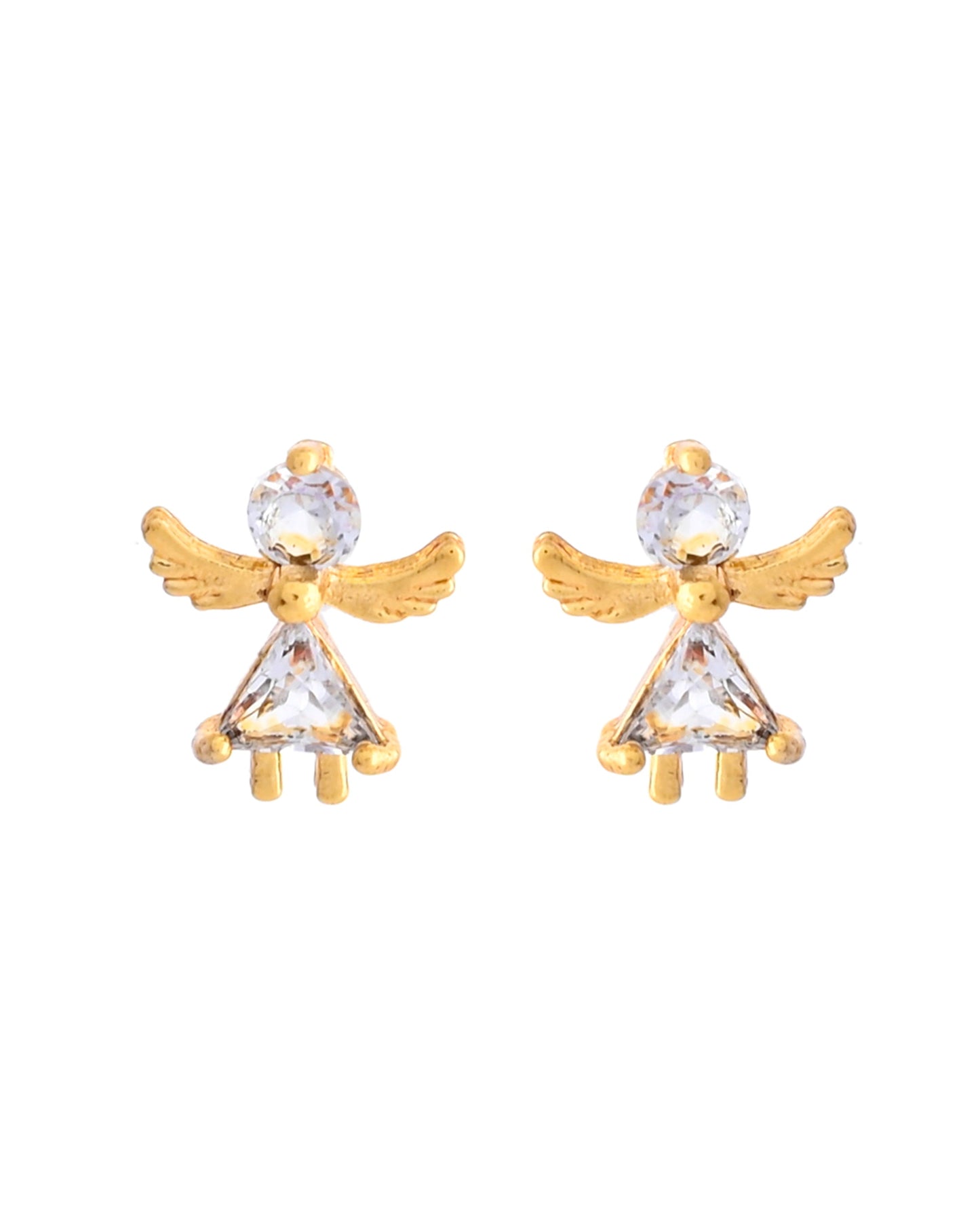 VOJ Gold-Polished Doll Shapped Stone Studded Mangalsutra With Earrings Set - Swadesiicart