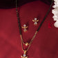 VOJ Gold-Polished Doll Shapped Stone Studded Mangalsutra With Earrings Set - Swadesiicart