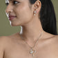 VOJ Dual Tone AD Stone Studded Butterfly Shaped Chain Set With Pandent | Swadesiicart