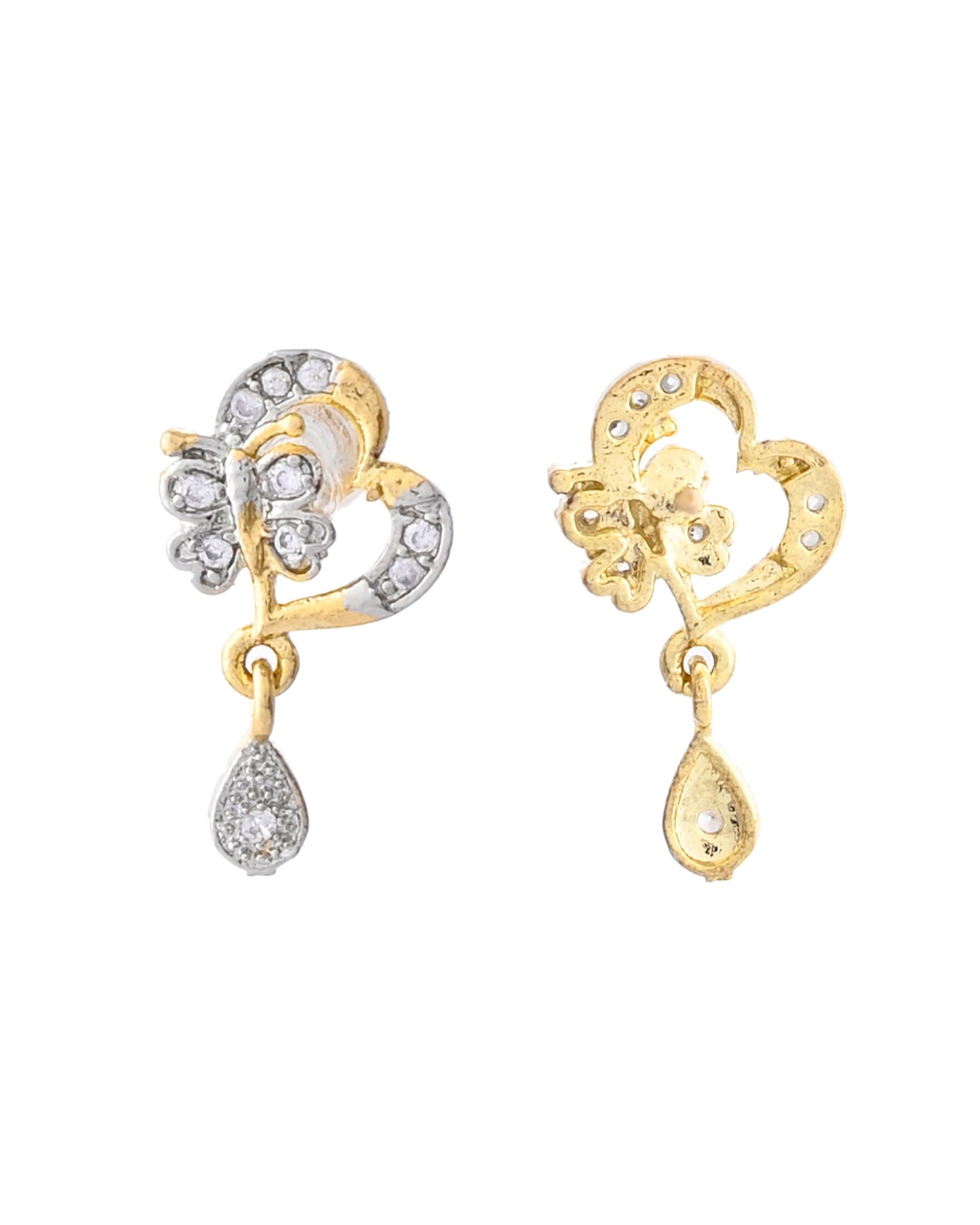 VOJ Dual Tone AD Stone Studded Butterfly Shaped Chain Set With Pandent | Swadesiicart