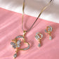 VOJ Dual Tone AD Stone Studded Butterfly Shaped Chain Set With Pandent | Swadesiicart