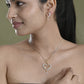 VOJ Dual Tone AD Stone Studded Heart Shaped Chain Set With Pendant | Swadesiicart