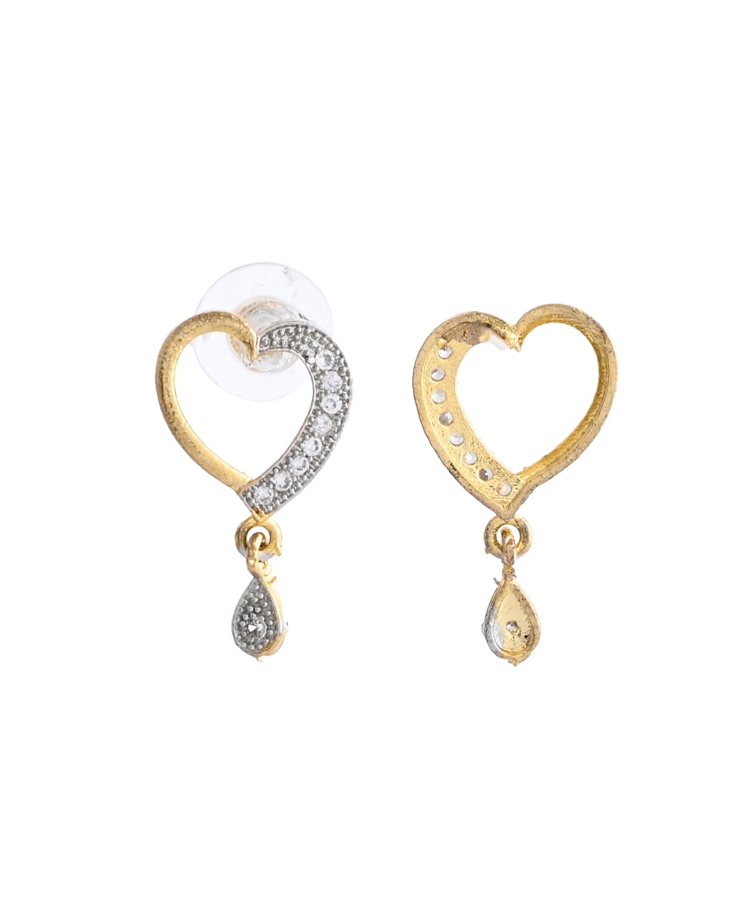 VOJ Dual Tone AD Stone Studded Heart Shaped Chain Set With Pendant | Swadesiicart