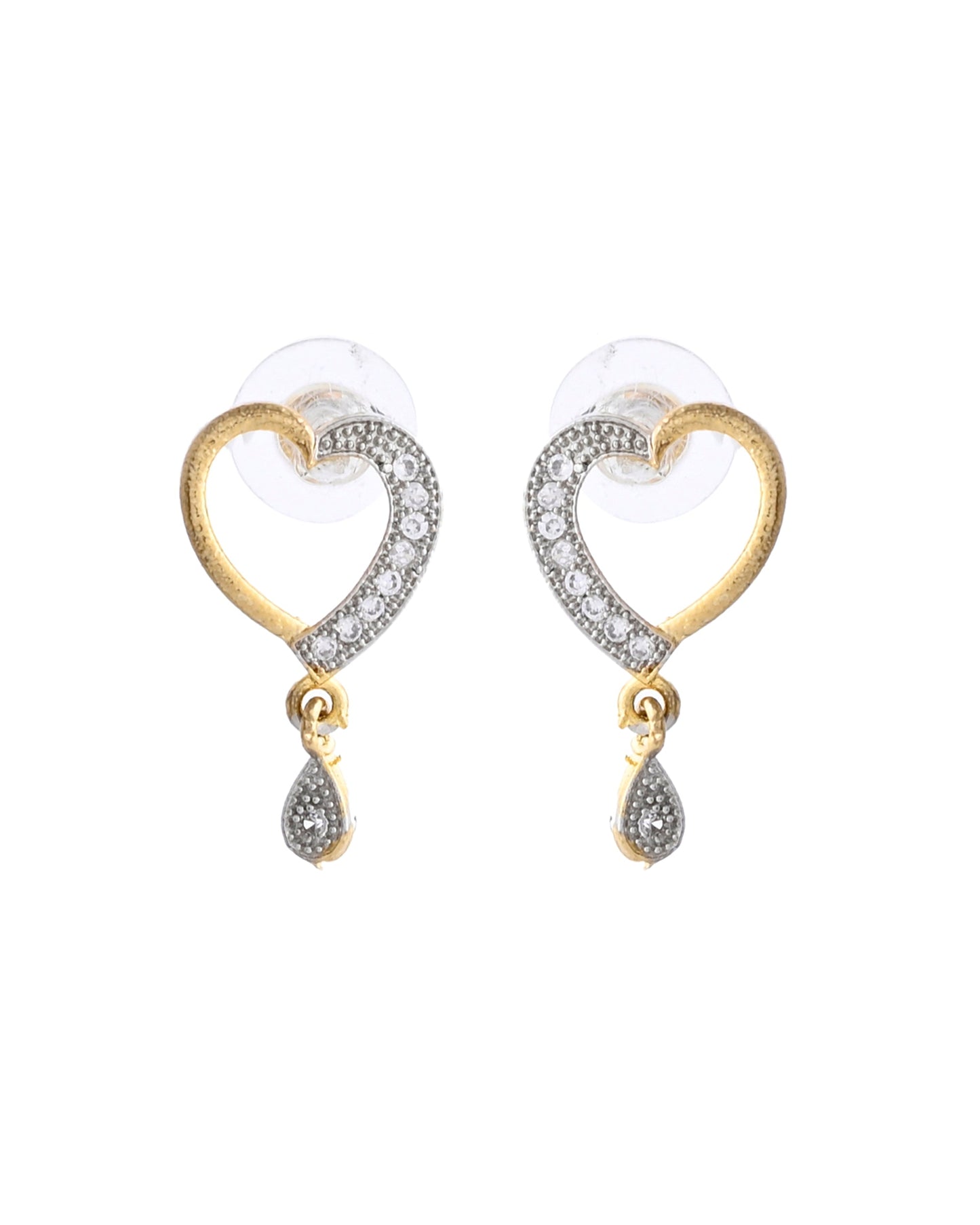 VOJ Dual Tone AD Stone Studded Heart Shaped Chain Set With Pendant | Swadesiicart